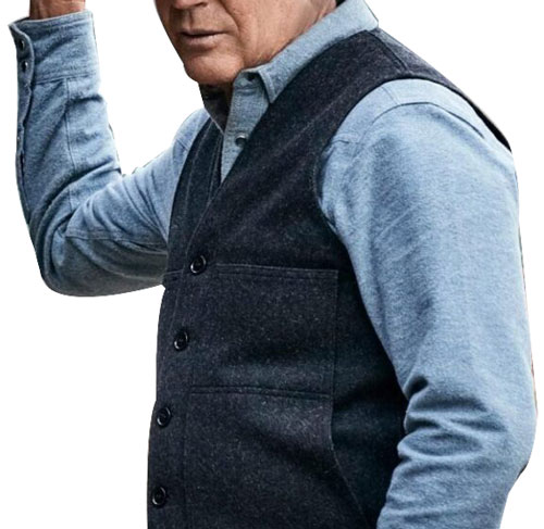 Kevin Costner Yellowstone Dark Grey Wool-Blend Vest Kevin Costner Yellowstone Dark Grey Wool-Blend Vest