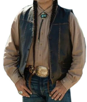  	Mo Yellow-stone Chief Thomas Rainwater Brown Leather Vest