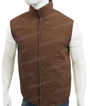  	Kevin Costner Yellowstone Cotton Quilted Brown Vest