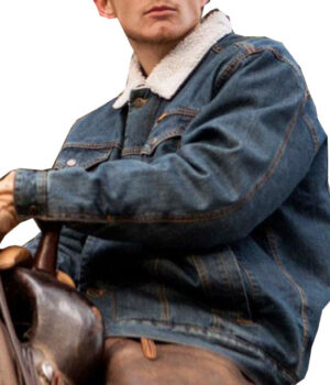  	Jefferson White Yellow-stone Denim Blue Trucker Jacket