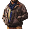  	Ian Bohen Yellowstone Ryan Distressed Brown Leather Jacket