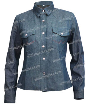  	Kelly Reilly Yellowstone Beth Dutton Blue Denim Jacket