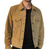  	Wes Bentley Yellow-stone Shirt Style Suede Trucker Jacket