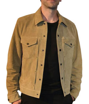  	Wes Bentley Yellow-stone Shirt Style Suede Trucker Jacket