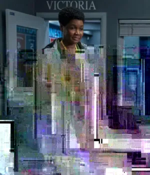  	Ted Lasso S02 Dr. Sharon Fieldstone Grey Cotton Coat