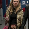  	Juno Temple Ted Lasso S02 Keeley Jones Golden Puffer Jacket