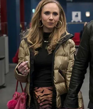  	Juno Temple Ted Lasso S02 Keeley Jones Golden Puffer Jacket