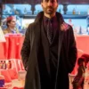  	Brett Goldstein Ted Lasso Roy Kent Black Cotton Coat