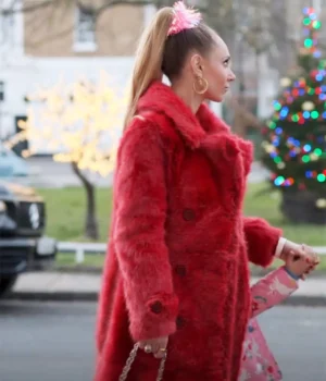  	Ted Lasso Juno Temple Long Red Fur Coat