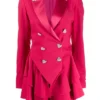  	Ted Lasso S2 Keeley Pink Heart Button Wool Blazer