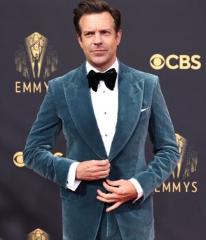  	Ted Lasso Jason Sudeikis Blue Velvet Blazer