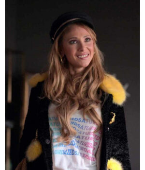  	Ted Lasso S3 Juno Temple Black and Yellow Fur Jacket