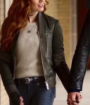  	Shadowhunters Katherine Mcnamara Black Bomber Jacket