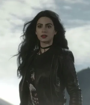  	Shadowhunters Emeraude Toubia Black Biker Leather Jacket