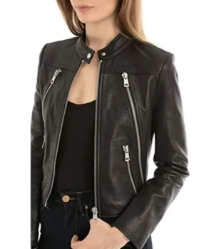  	Shadowhunters S03 Clary Fray Black Leather Jacket