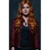  	Clary Fray Shadowhunters Maroon Leather Jacket