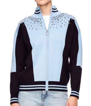  	Aisha Fate The Winx Saga Blue Studded Bomber Jacket