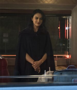  	Riverdale Veronica Lodge Black Hooded Cape Coat