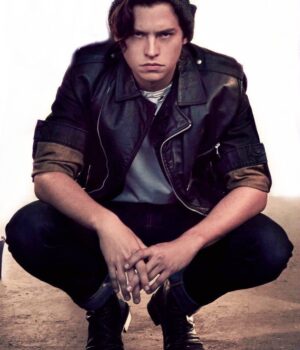  	Riverdale Cole Sprouse Black Leather Vest