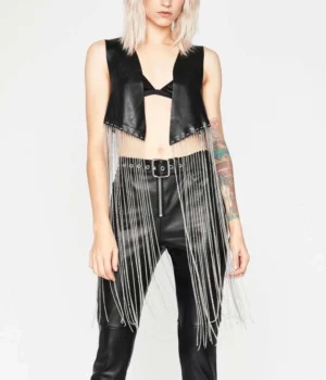  	Riverdale S05 Toni Topaz Fringe Leather Black Vest