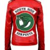  	Womens Riverdale Southside Serpents Red Leather Jacket