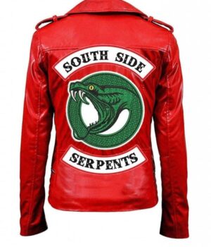  	Womens Riverdale Southside Serpents Red Leather Jacket