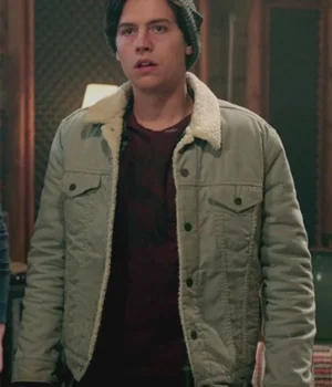  	Riverdale Cole Sprouse Fur Collar Grey Jacket