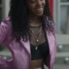  	Riverdale S05 Ashleigh Murray Pink Biker Leather Jacket