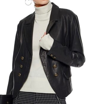  	Madchen Amick Riverdale Alice Cooper Leather Black Blazer