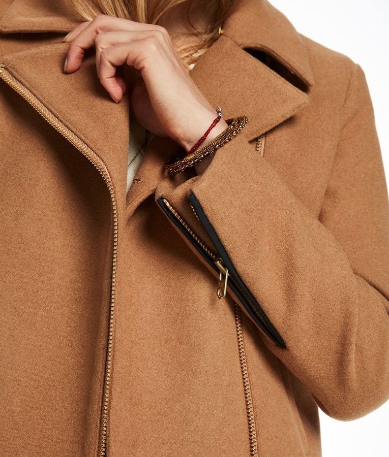 Riverdale Betty Cooper Camel Wool Biker Jacket Riverdale Betty Cooper Camel Wool Biker Jacket