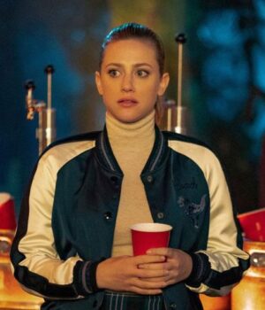 	Lili Reinhart Riverdale S04 Blue and White Bomber Jacket