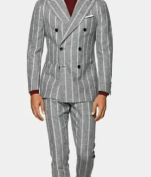  	Bel-Air S1 E5 Olly Sholotan Grey Striped Havana Suit