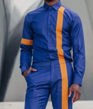  	Bel-Air S1 E5 Will Smith Blue Yellow Stripe Pant Shirt Suit