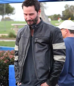  	John Wick 2 Cafe Racer Black White Striped Jacket