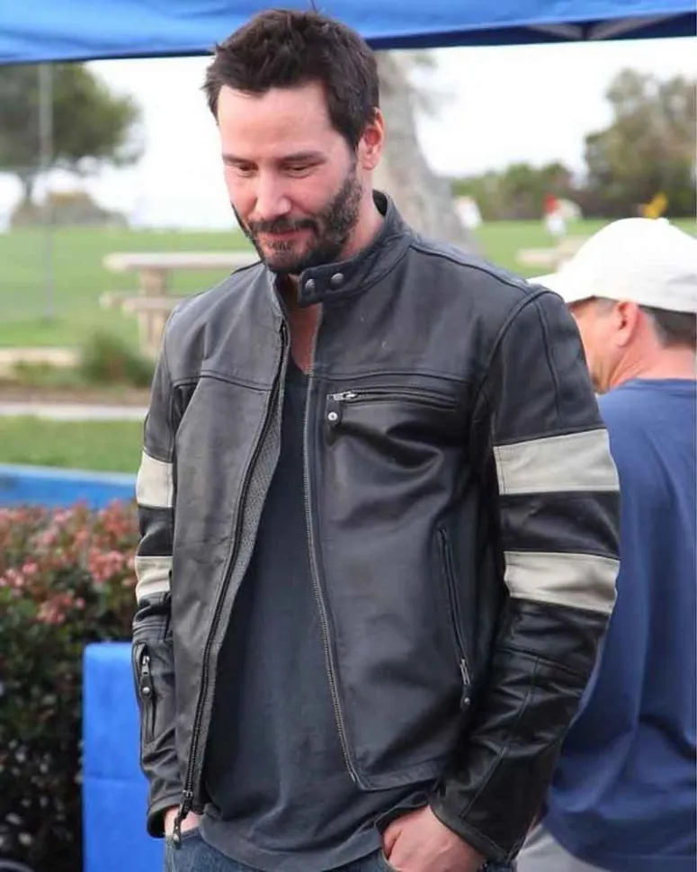 John Wick 2 Cafe Racer Black White Striped Jacket John Wick 2 Cafe Racer Black White Striped Jacket
