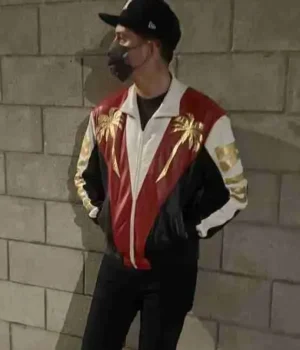  	G-Eazy Dancing Kid Palm Tree Bomber Leather Jacket