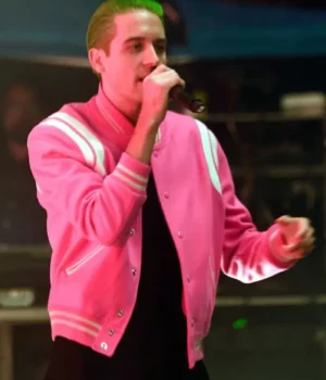  	G-Eazy Saint Laurent Teddy Pink Varsity Jacket
