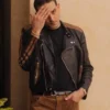  	G-Eazy Black and Brown Stripes Biker Jacket