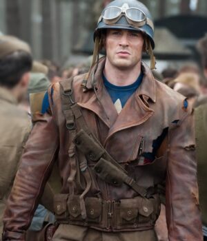  	The First Avengers Distressed Real Leather Brown Jacket