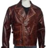  	The First Avengers Distressed Real Leather Brown Jacket