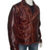  	The First Avengers Distressed Real Leather Brown Jacket
