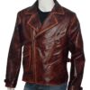  	The First Avengers Distressed Real Leather Brown Jacket