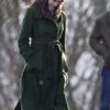  	Gemma Chan Eternals 2021 Long Green Coat