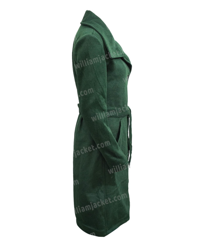 Gemma Chan Eternals 2021 Long Green Coat Gemma Chan Eternals 2021 Long Green Coat