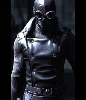  	Spiderman Noir Double Breasted Black Leather Vest