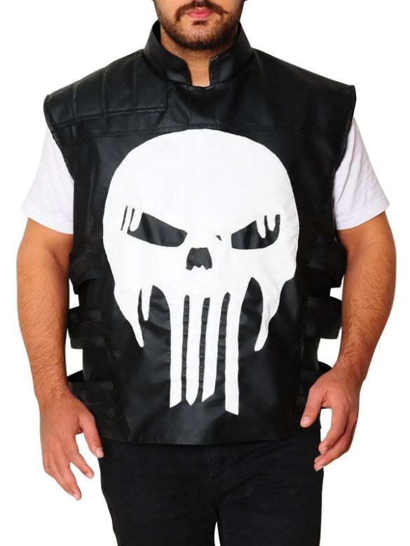 Ray Stevenson Punisher War Zone Black Leather Vest Ray Stevenson Punisher War Zone Black Leather Vest