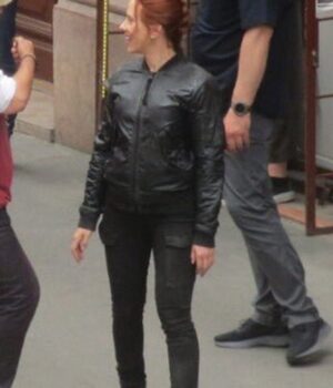  	Marvel Black Widow 2021 Natasha Romanoff Bomber Jacket