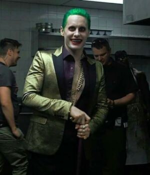  	Jared Leto Suicide Squad Joker Golden Color Tuxedo