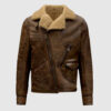  	Aquaman Justice League Brown Leather Fur Jacket