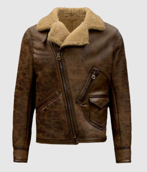  	Aquaman Justice League Brown Leather Fur Jacket